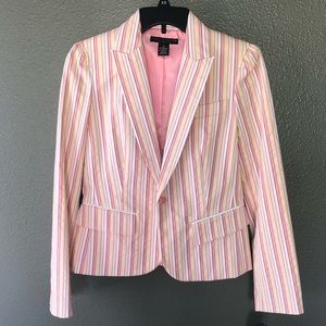 Striped White and Pink Blazer